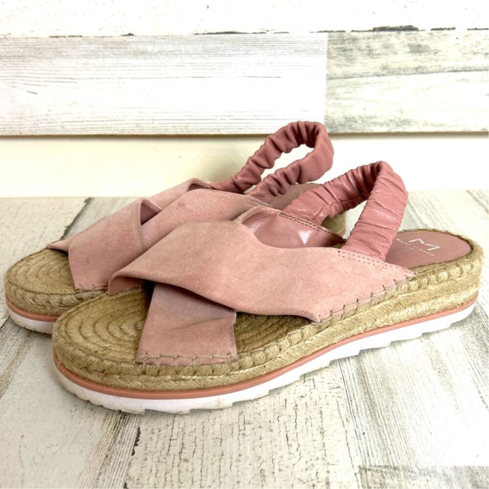 Marc Fisher Womens 9 Pink Pella Suede Espadrille Platform Sandal Slip-On  Summer